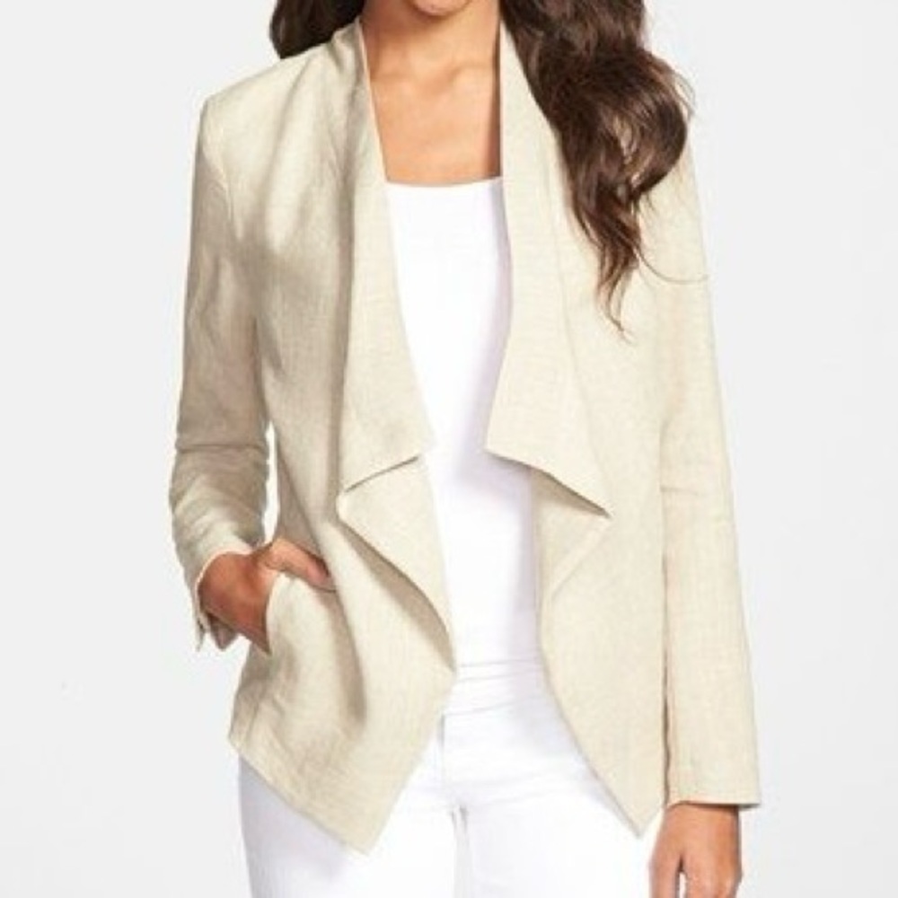 Michael Kors Cream Drape Front Cardigan Sweater Medium Cashmere Blend